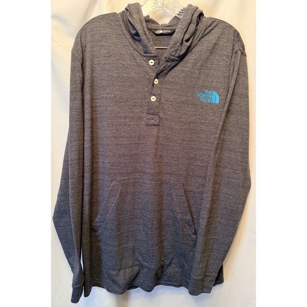 The North Face Men's Tri-Blend Henley Hoodie Size Large Blue Lightweight Casual